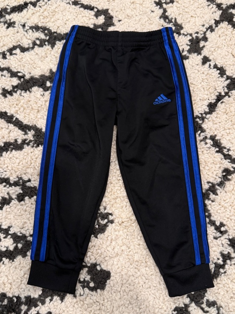 adidas Black Joggers with Blue Side Stripes